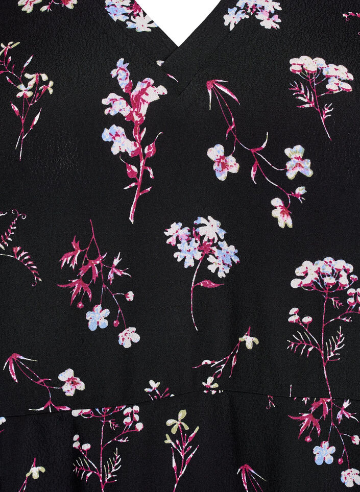 Korte jurk met bloemenprint, Zwart, Packshot image number 2
