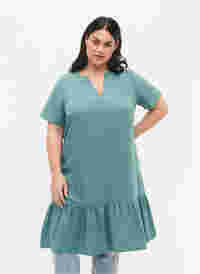 Viscose jurk met korte mouwen en v-hals, Sea Pine, Model