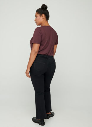 Ellen bootcut jeans met hoge taille, Black, Model image number 0
