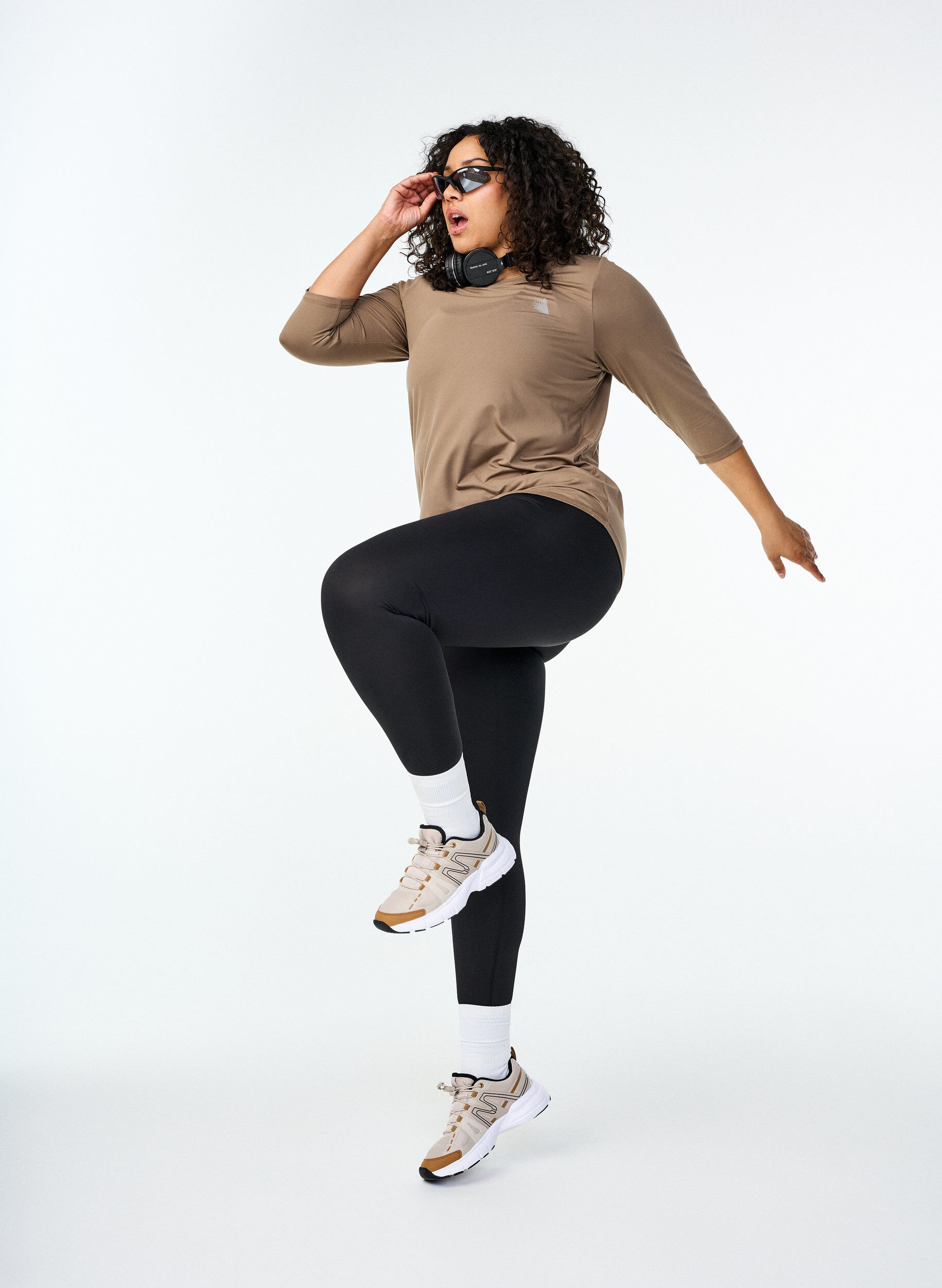 Zizzi Training blouse met 3/4 mouwen, Beige, Image image number 1