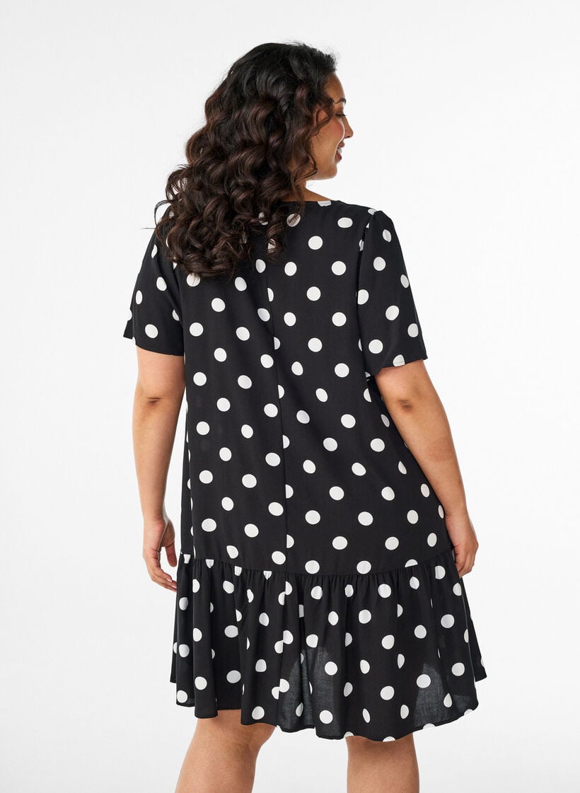 Jurk van viscose met coupenaad, Zwart, Model image number 2