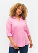Overhemdblouse met knoopsluiting in katoen-linnen mix, Begonia Pink, Model image number 0
