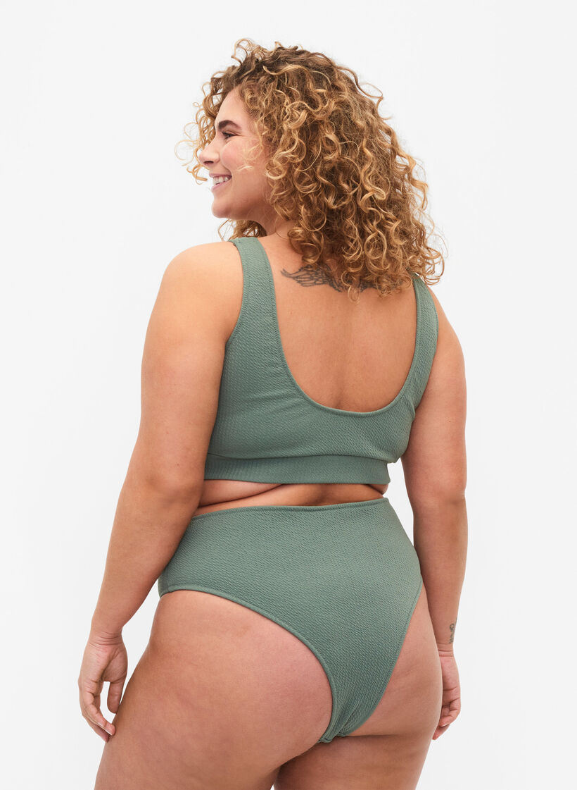 Bikinislip met crêpestructuur, Groen, Model image number 1