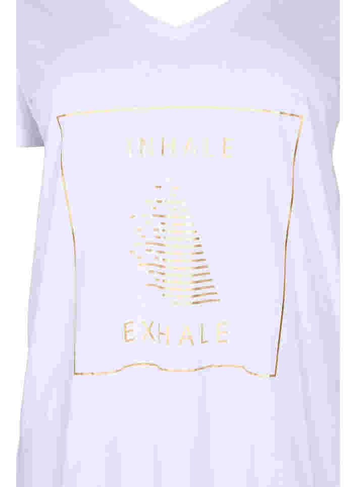 Katoenen sport t-shirt met print, White w. inhale logo, Packshot image number 2