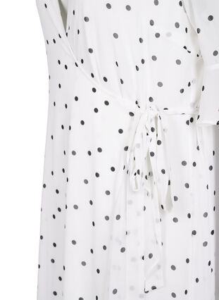 Midi-jurk met stippen en overslag, Bright White w. Dots, Packshot image number 3