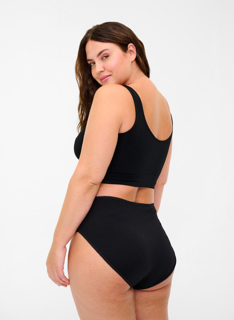 3-pack katoenen slip met normale taille, Zwart, Model image number 1