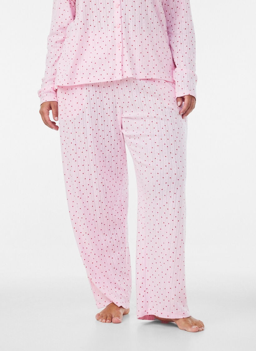 Organisch katoenen pyjamabroek met oogjesborduurwerk, Roze, Model image number 3