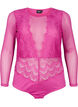 Bodystocking met kant en mesh, Fuchsia Red, Packshot image number 0