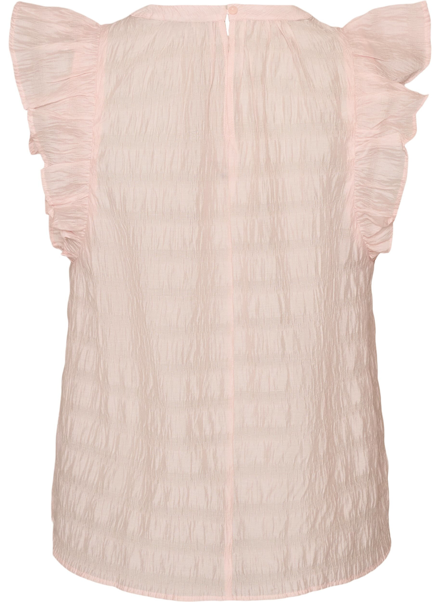 ZizziBlouse met textuur en ruches zonder mouwen, Roze, Packshot image number 1