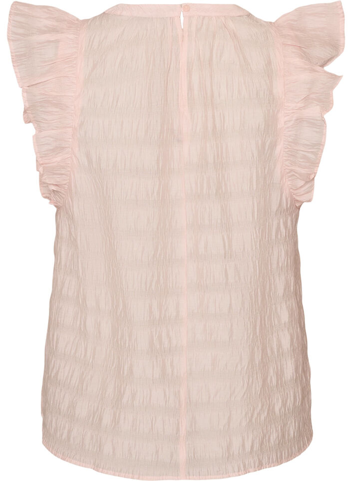 Blouse met textuur en ruches zonder mouwen, Roze, Packshot image number 1