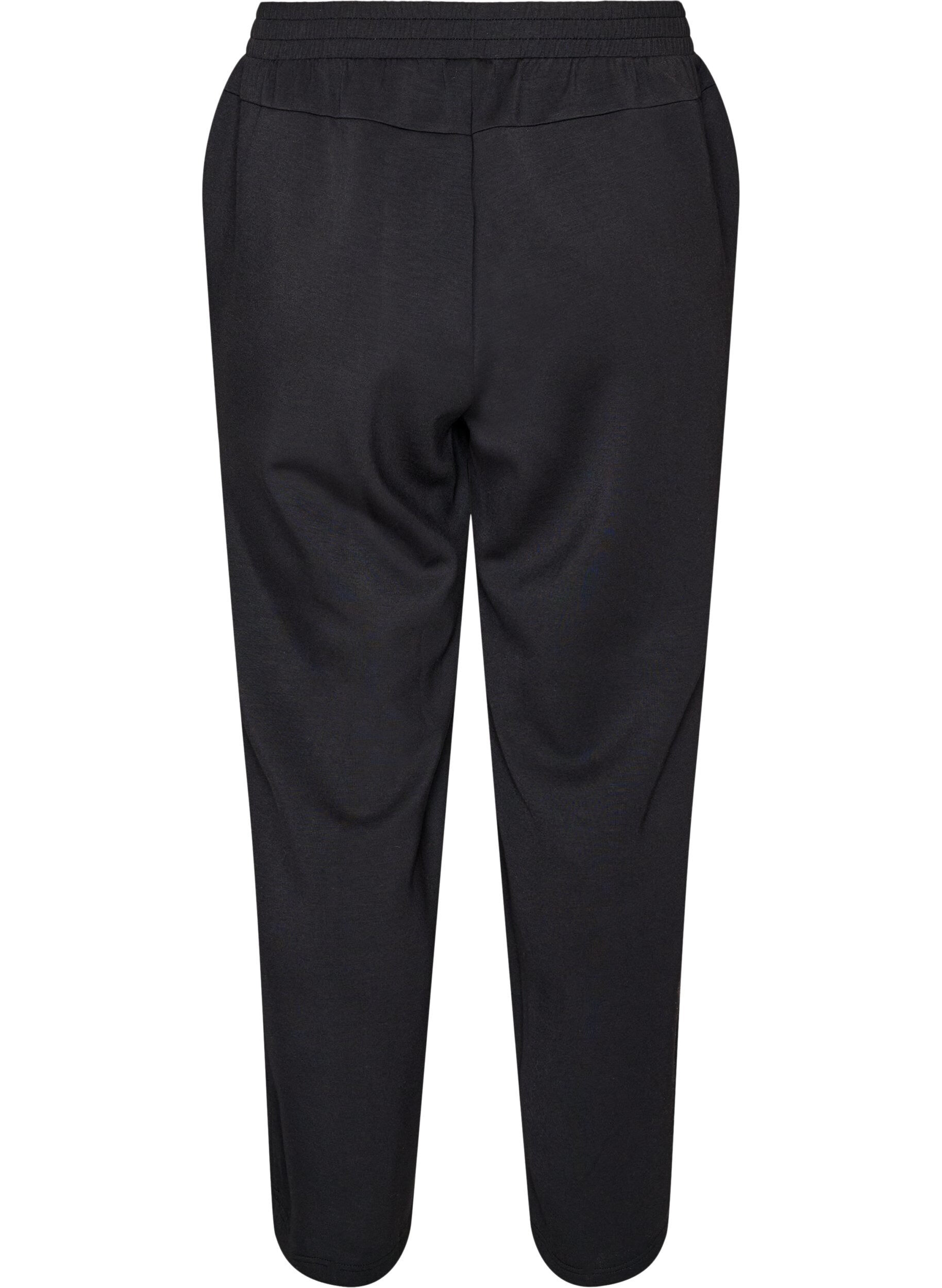 ZizziJerseybroek met losse pasvorm, high waist en zakken, Zwart, Packshot image number 1