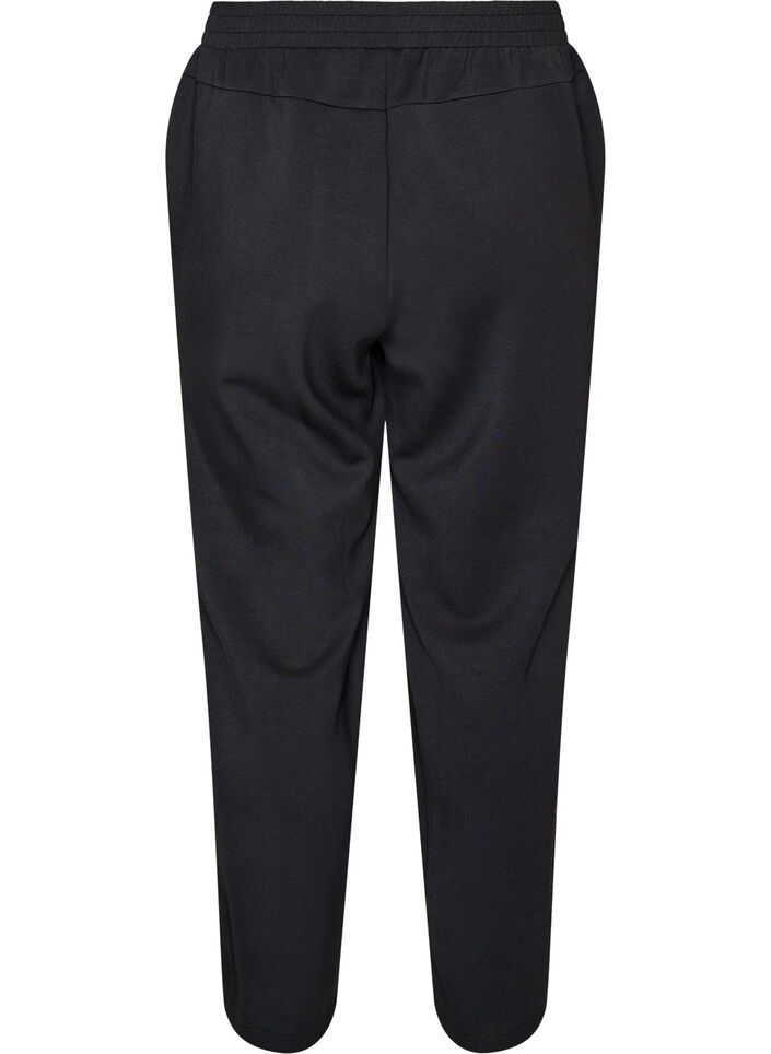 Jerseybroek met losse pasvorm, high waist en zakken, Zwart, Packshot image number 1