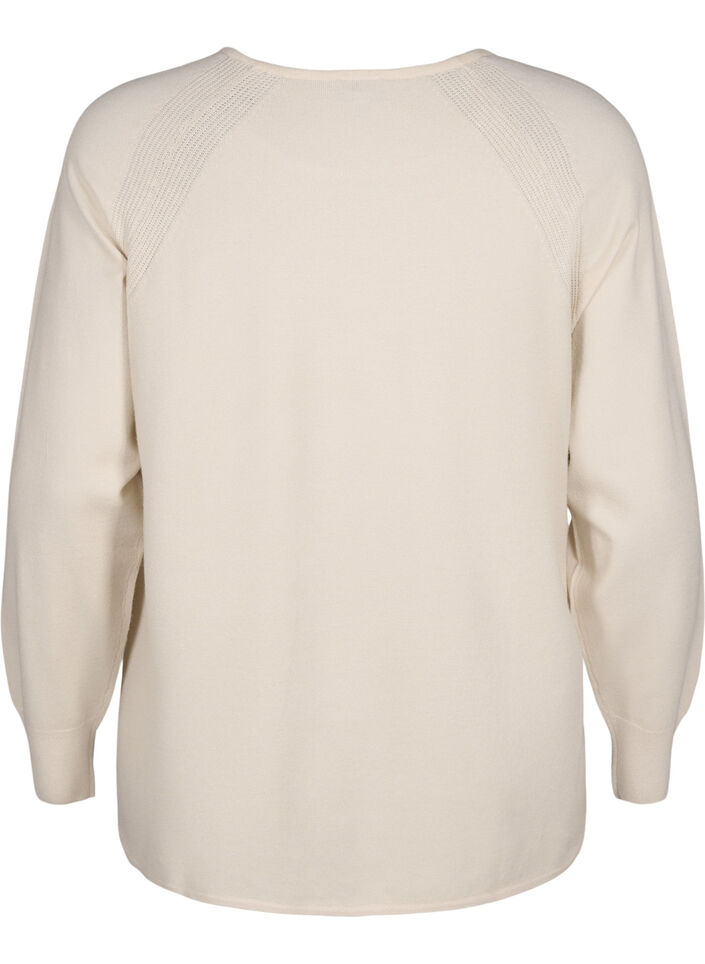 Gebreide blouse met raglanmouwen, Birch Mel., Packshot image number 1