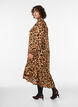Jurk met luipaardprint en ruches, Bruin, Model image number 1