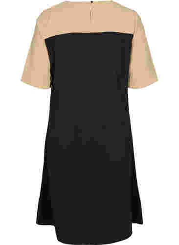 Viscose midi-jurk met colour-block, Black Comb, Packshot image number 1