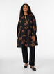 Jurk met bloemenprint en striksluiting, Zwart, Model image number 1