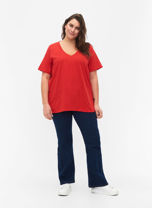 FLASH - T-shirt met v-hals, High Risk Red, Model image number 2
