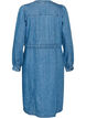 Denimjurk met V-hals en strikceintuur, Blauw, Packshot image number 1