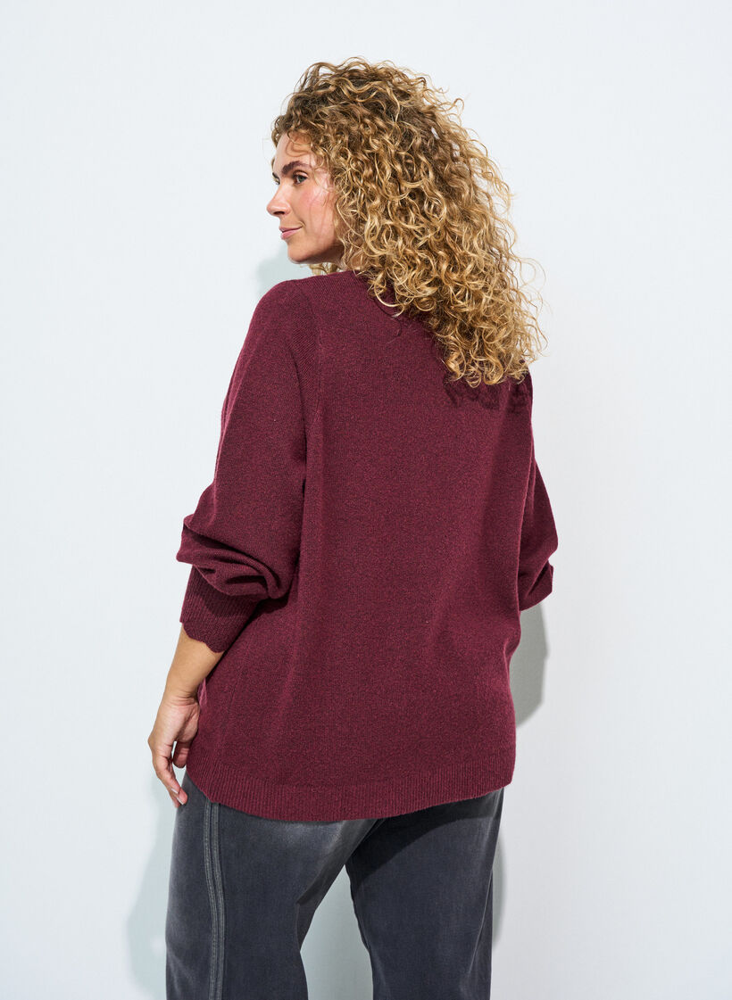 Gebreide blouse met golvende randen, Rood, Model image number 2
