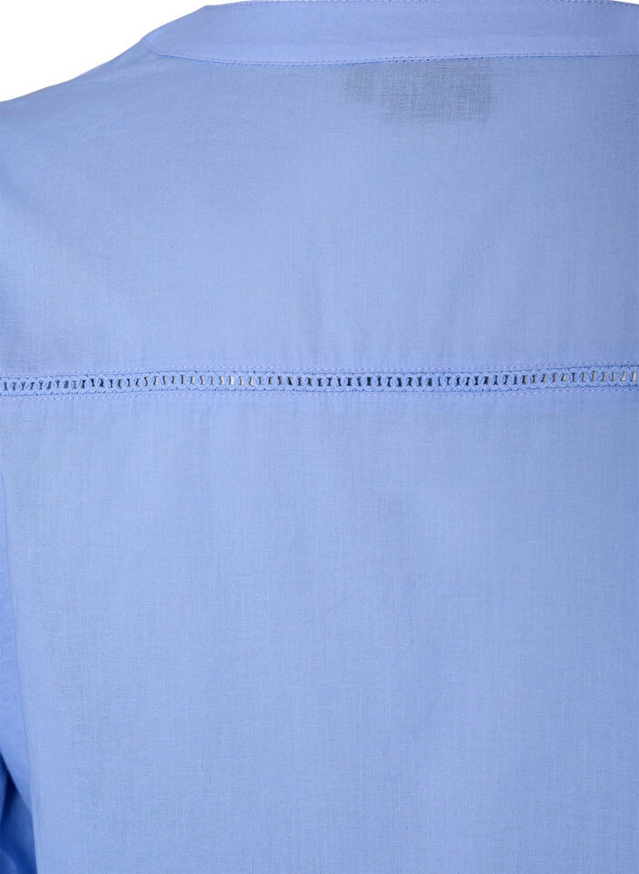 Katoenen tuniek met V-hals en crochet detail, Blauw, Packshot image number 3