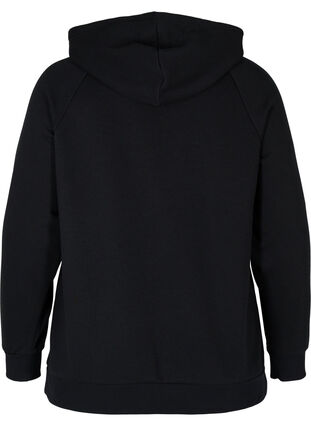 Sweatermet capuchon en printdetails, Black, Packshot image number 1