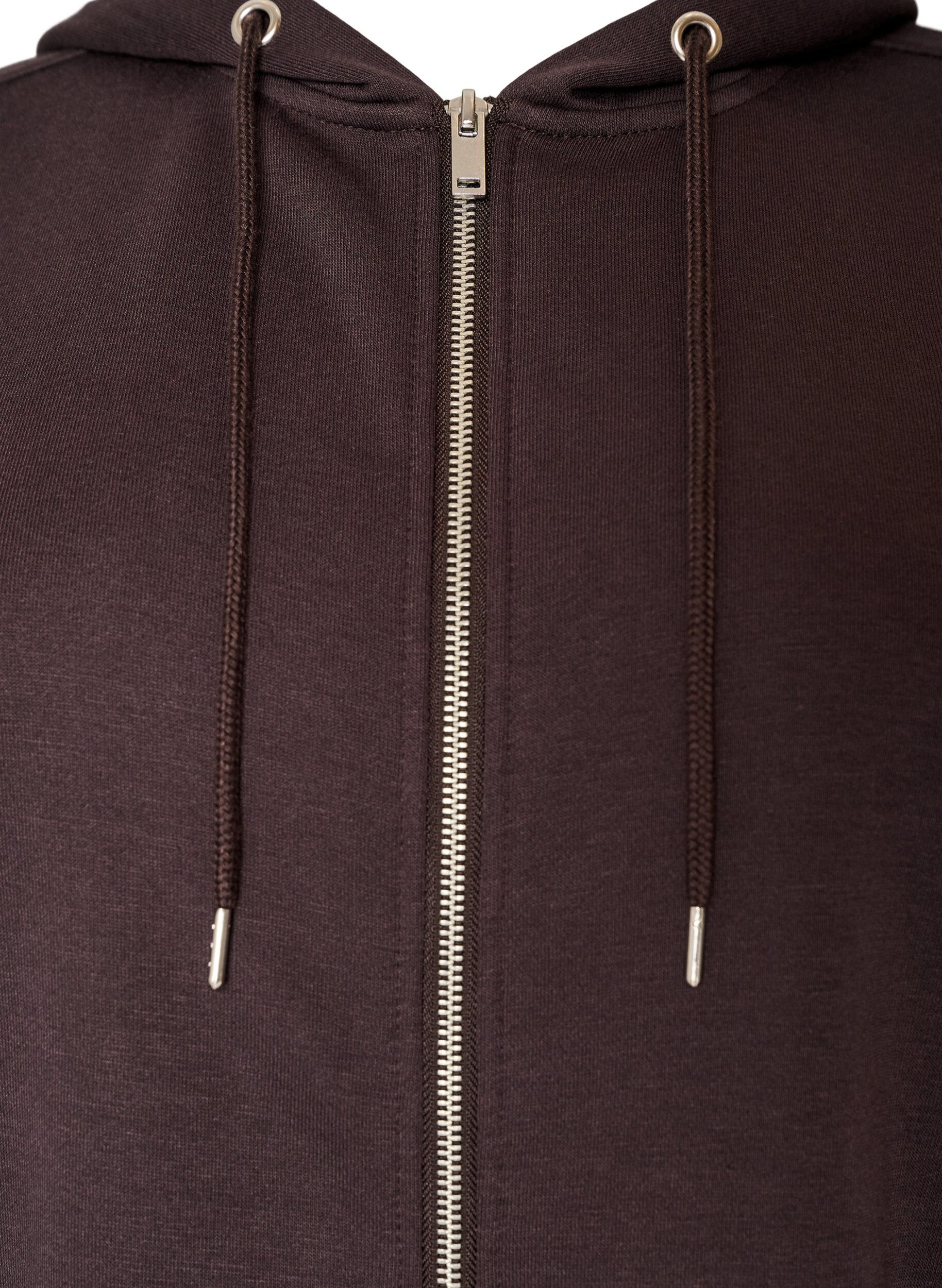 ZizziLange hoodie met ritssluiting en zakken, Bruin, Packshot image number 2