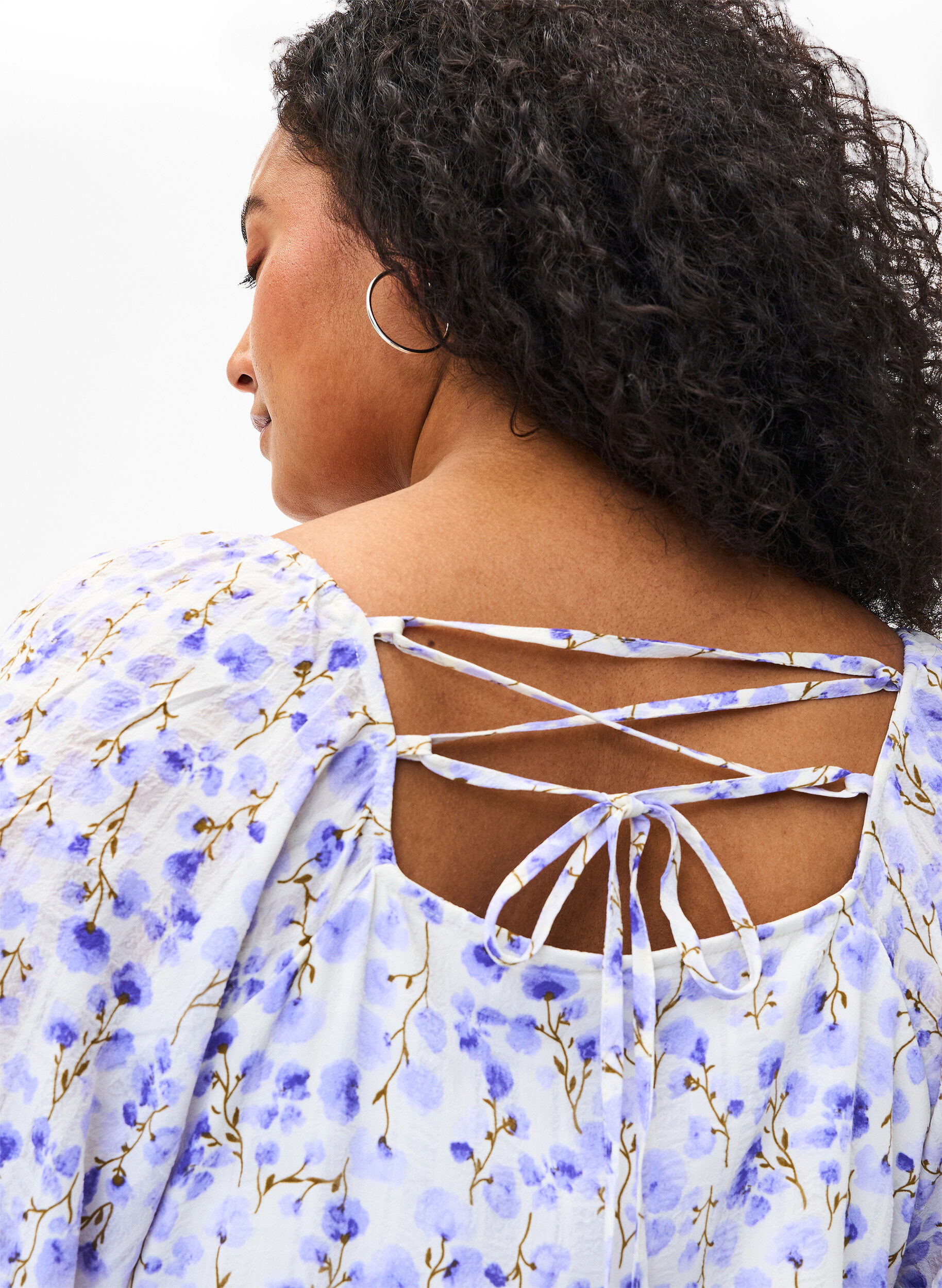 Zizzi Zomerjurk met bloemenprint en kanten details, Sand Verbena AOP, Model image number 3