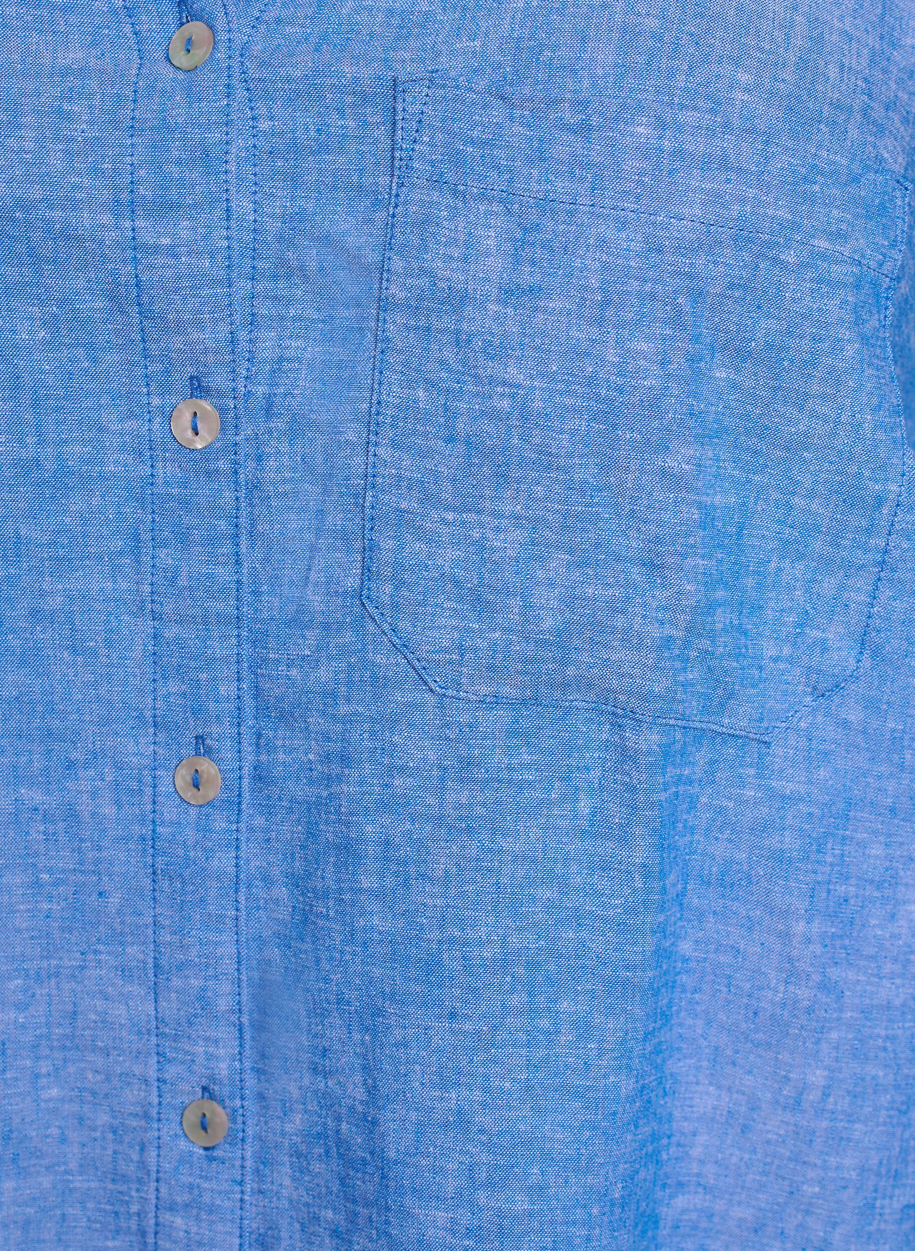 Zizzi Linnen en viscose shirt met 3/4 mouwen, Blauw, Packshot image number 3
