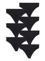 7-pack katoenen string, Zwart