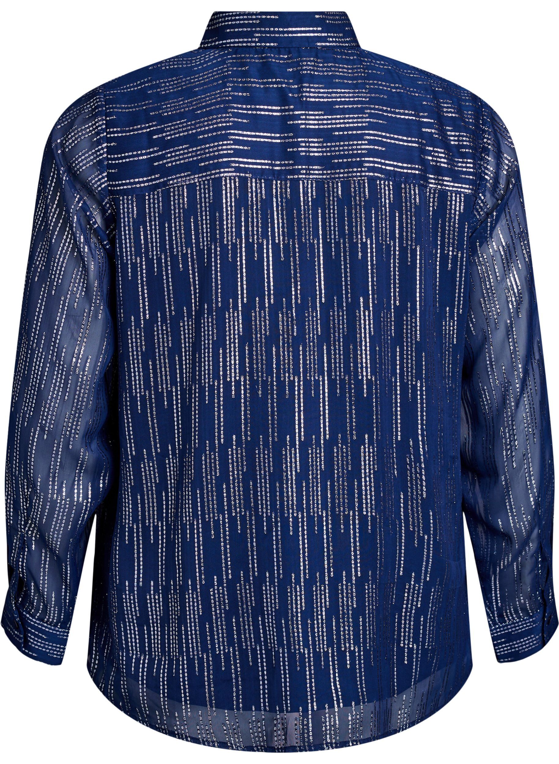 Zizzi Shirt met glinsterend patroon, Blauw, Packshot image number 1