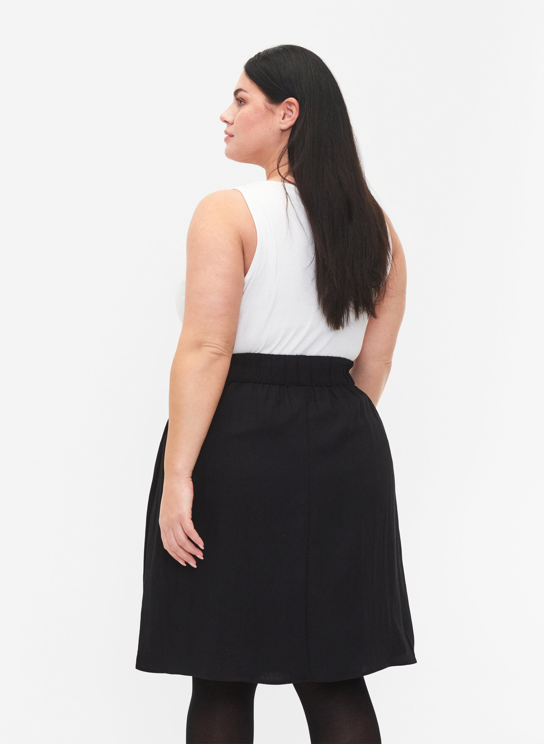 Zizzi Losse rok van viscose, Zwart, Model image number 2