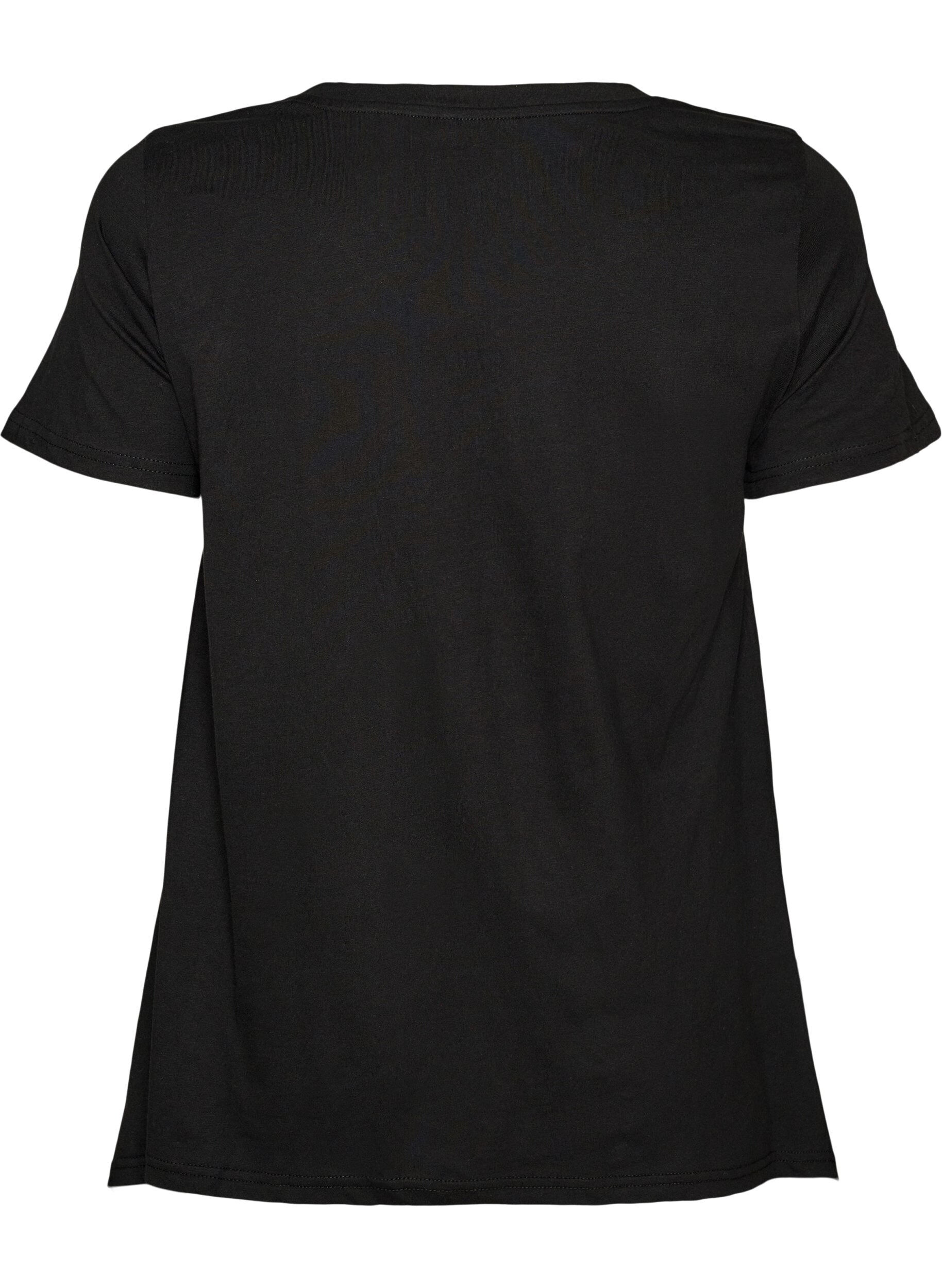 ZizziT-shirt met ronde hals en A-lijn vorm, Zwart, Packshot image number 1