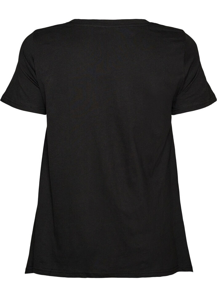 T-shirt met ronde hals en A-lijn vorm, Zwart, Packshot image number 1