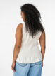 Mouwloze top van katoen en linnen met smock, Vanille, Model image number 2