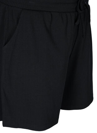 Shorts met ribstof en zakken, Black, Packshot image number 2