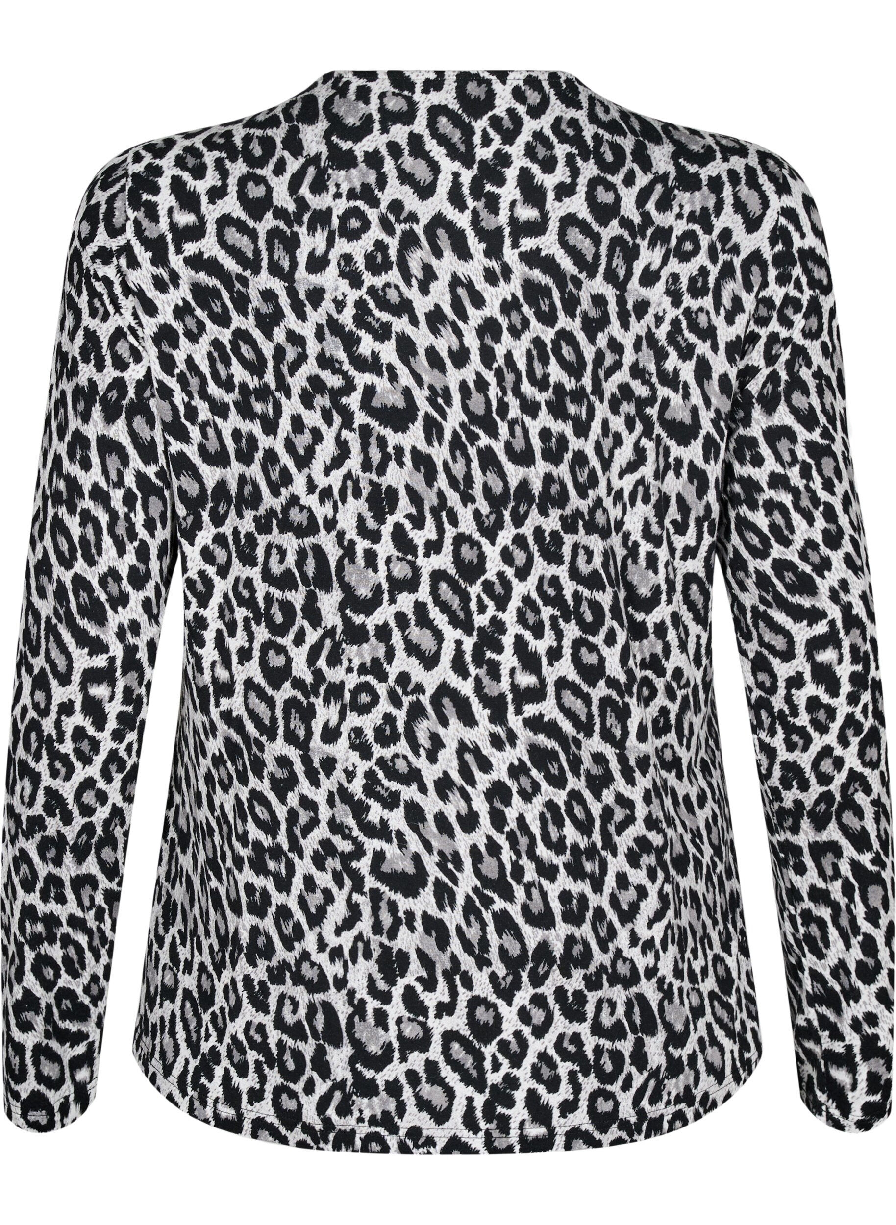 Zizzi Gestreepte blouse met lange mouwen, Grijs, Packshot image number 1