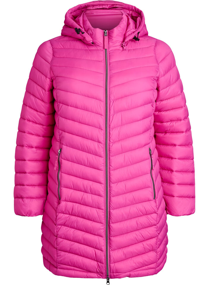 Lichtgewicht jas met zakken en een afneembare capuchon, Roze, Packshot image number 0