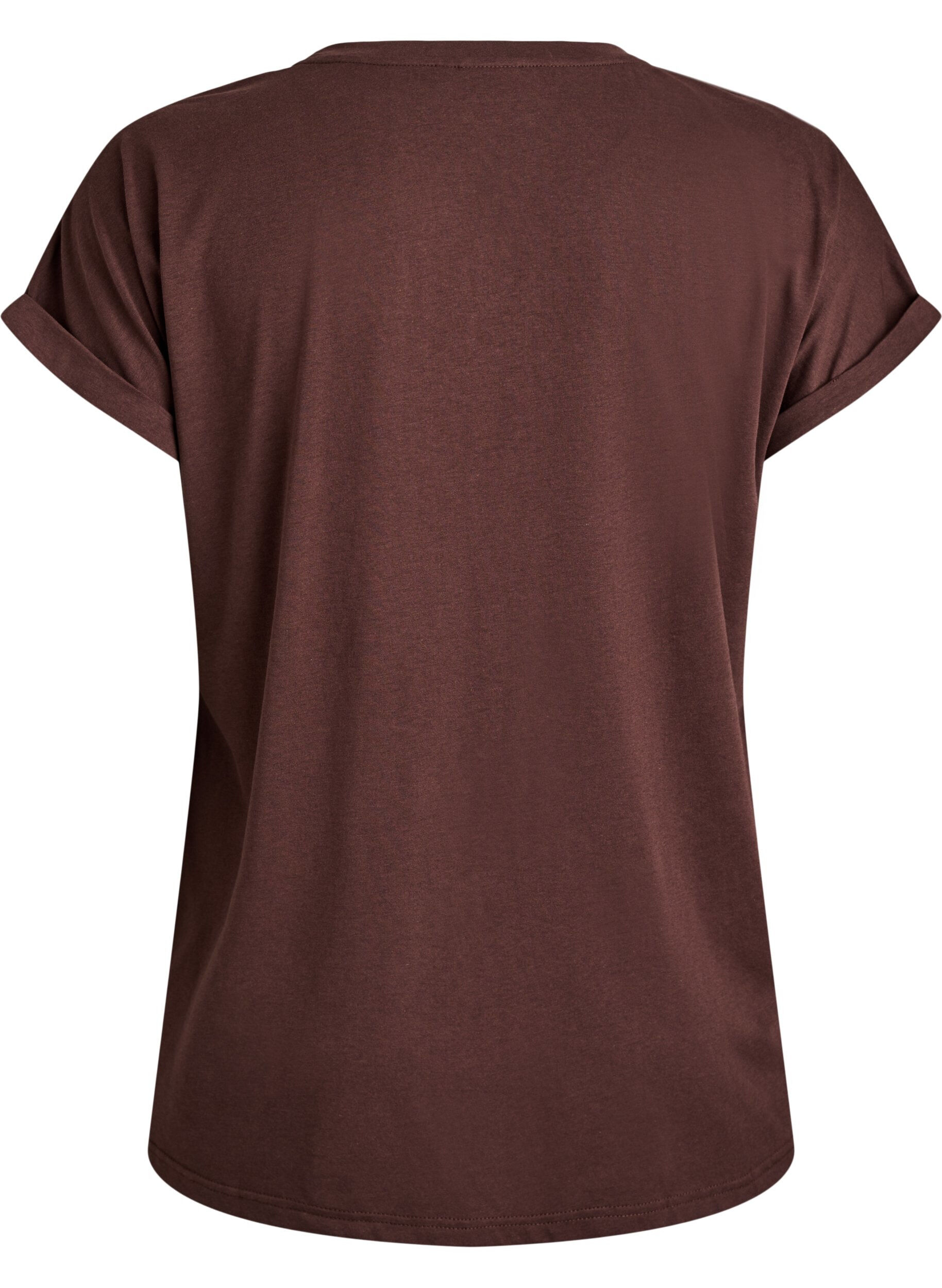 ZizziT-shirt met korte mouwen van katoenmix, Bruin, Packshot image number 1
