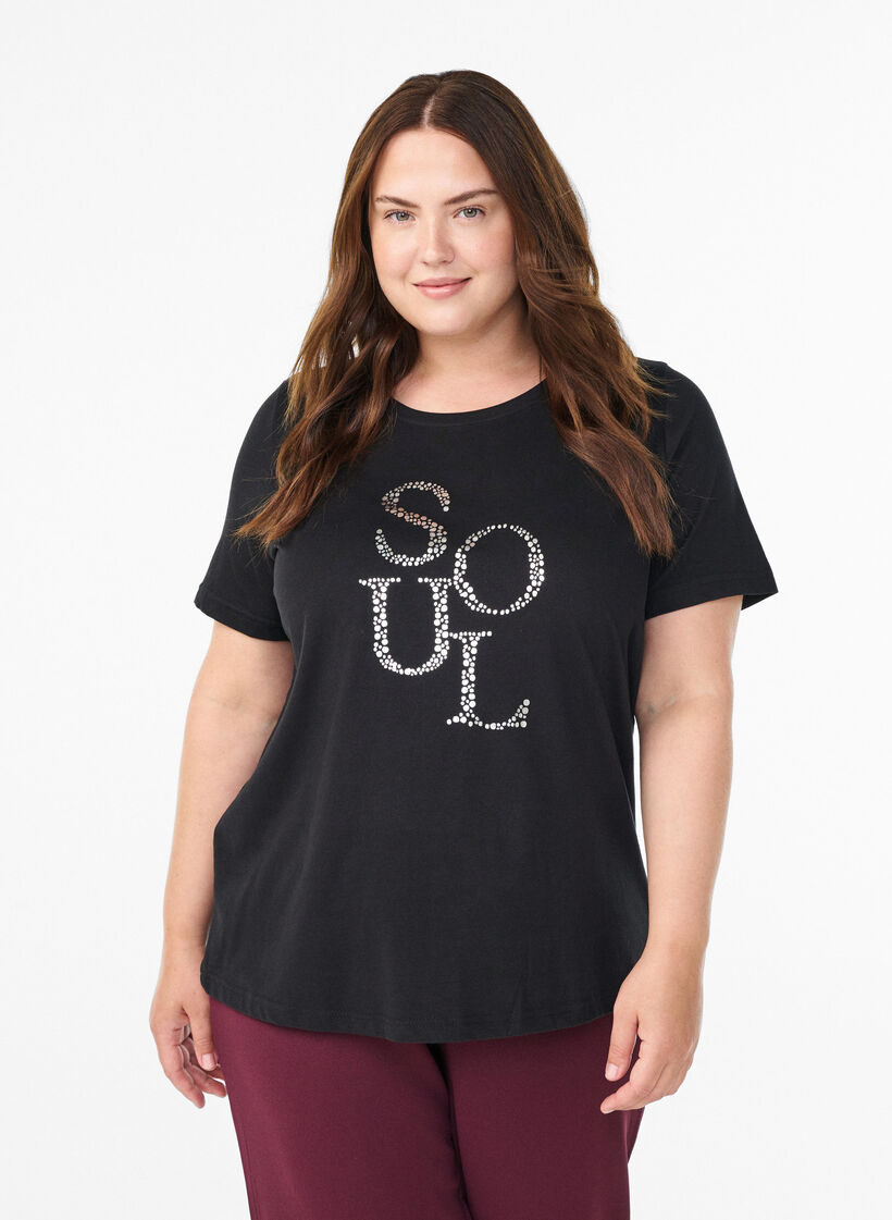 T-shirt met print, Zwart, Model image number 0