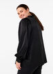 Blouse met lange mouwen, ruches en V-hals, Black, Model image number 1