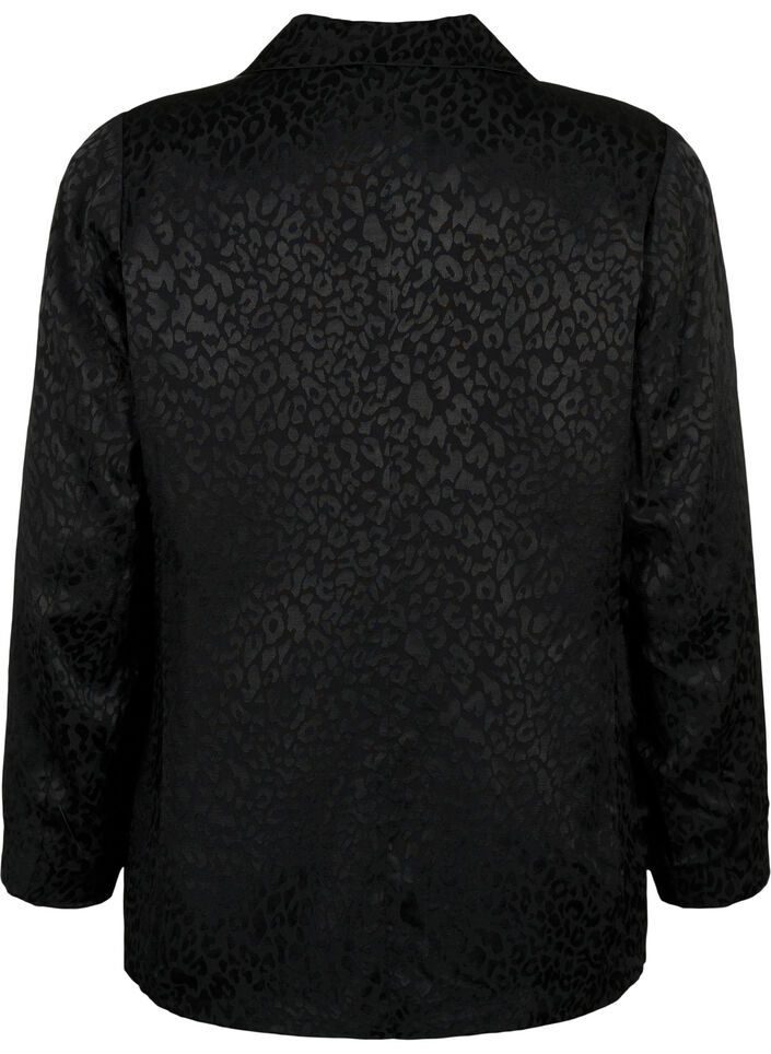 Dubbelgestikte jacquardblazer van viscose, Black, Packshot image number 1