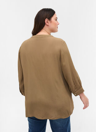 Viscose blouse met 3/4 mouwen, Timber Wolf, Model image number 1