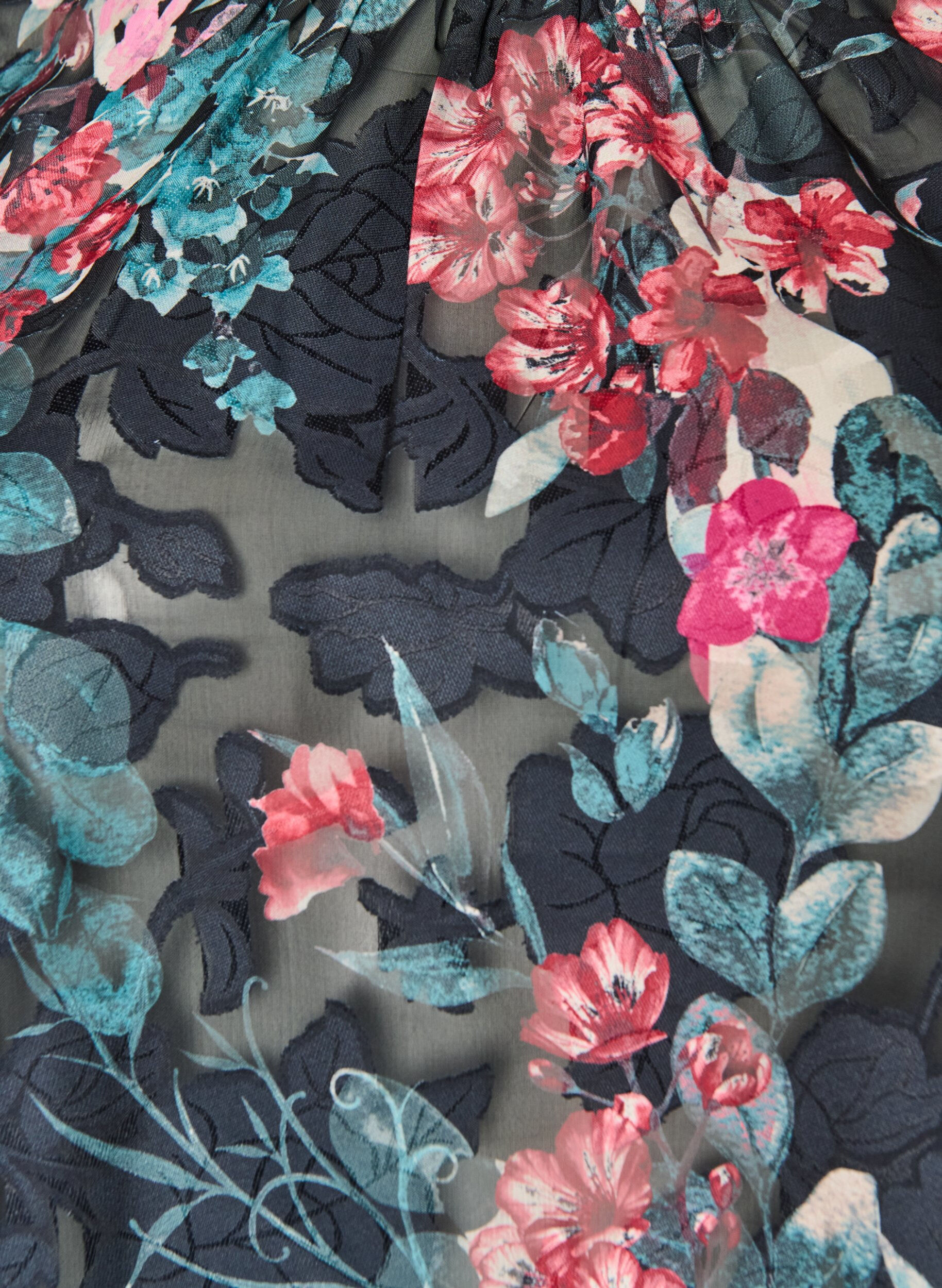 ZizziBlouse met bloemenprint en geweven textuur, Zwart, Packshot image number 2