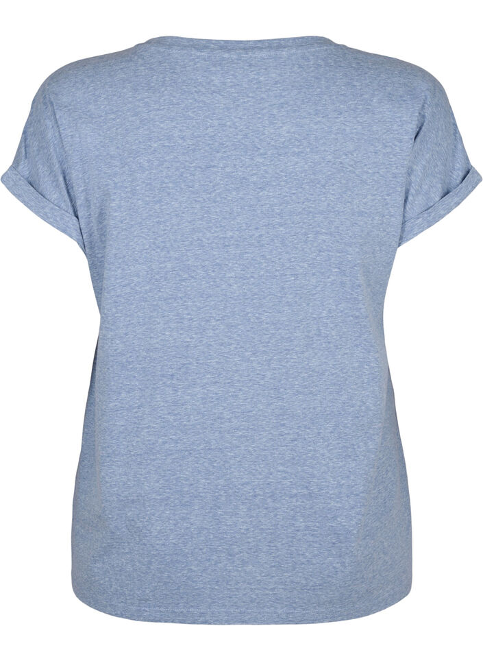 Gem&ecirc;leerd T-shirt met korte mouwen, Blauw, Packshot image number 1