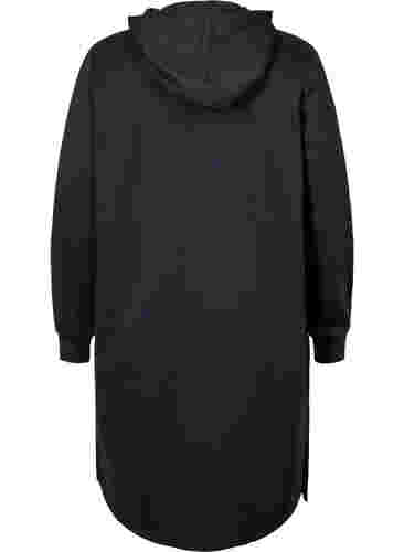 Sweaterjurk met capuchon en split, Black, Packshot image number 1