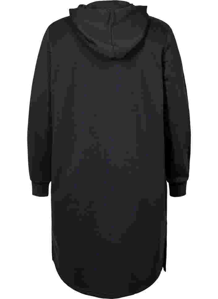 Sweaterjurk met capuchon en split, Black, Packshot image number 1