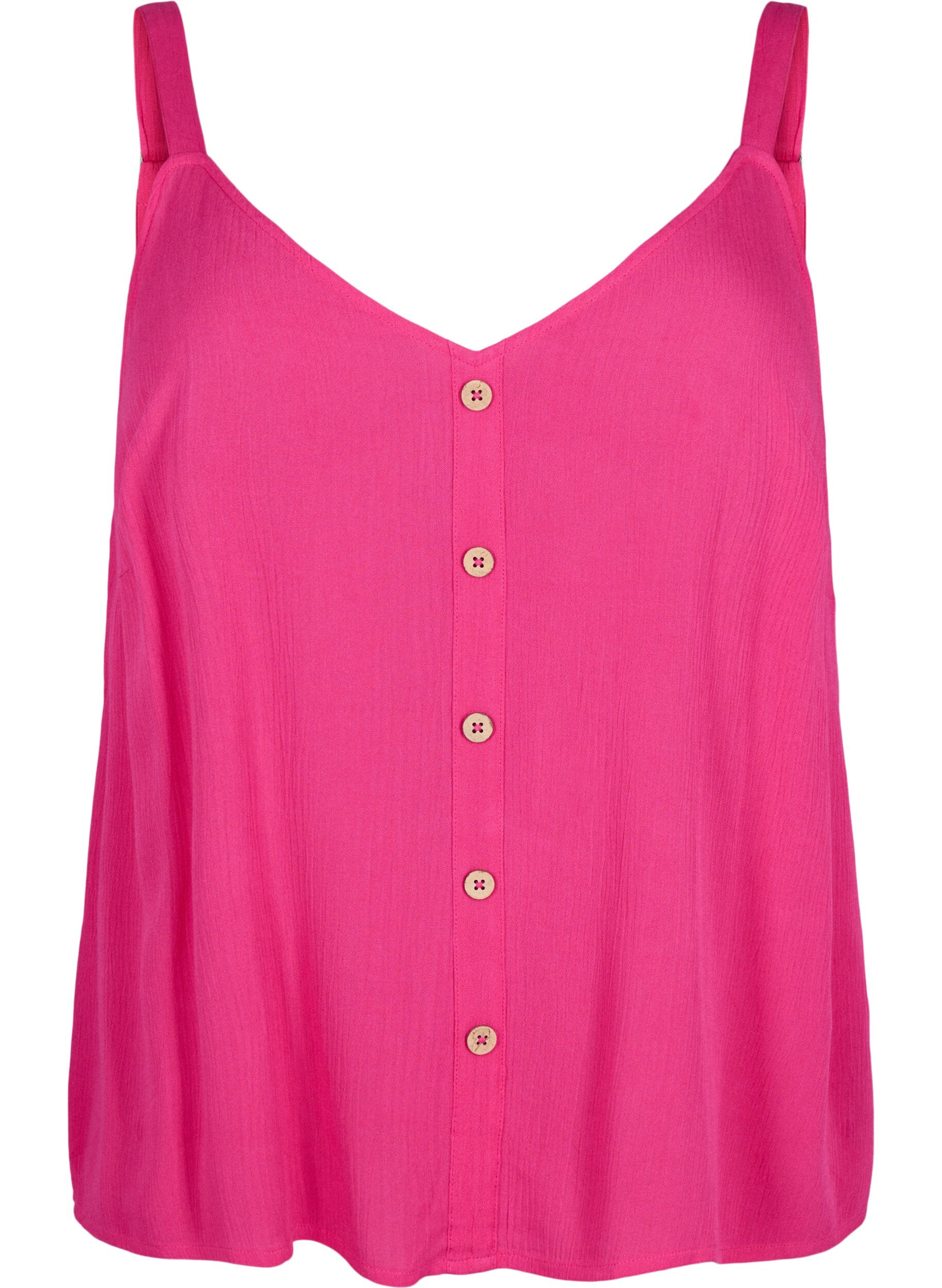 Zizzi Viscose top met smalle bandjes, Raspberry Sorbet, Packshot image number 0
