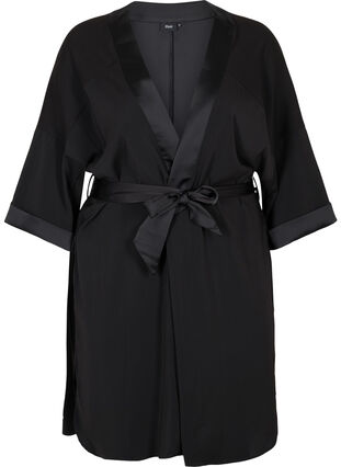 Kimono met striksluiting, Black, Packshot image number 0