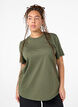 Basic katoenen T-shirt met ronde hals, Groen, Model image number 0