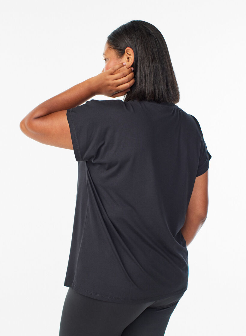 Effen gekleurd trainingsshirt, Zwart, Model